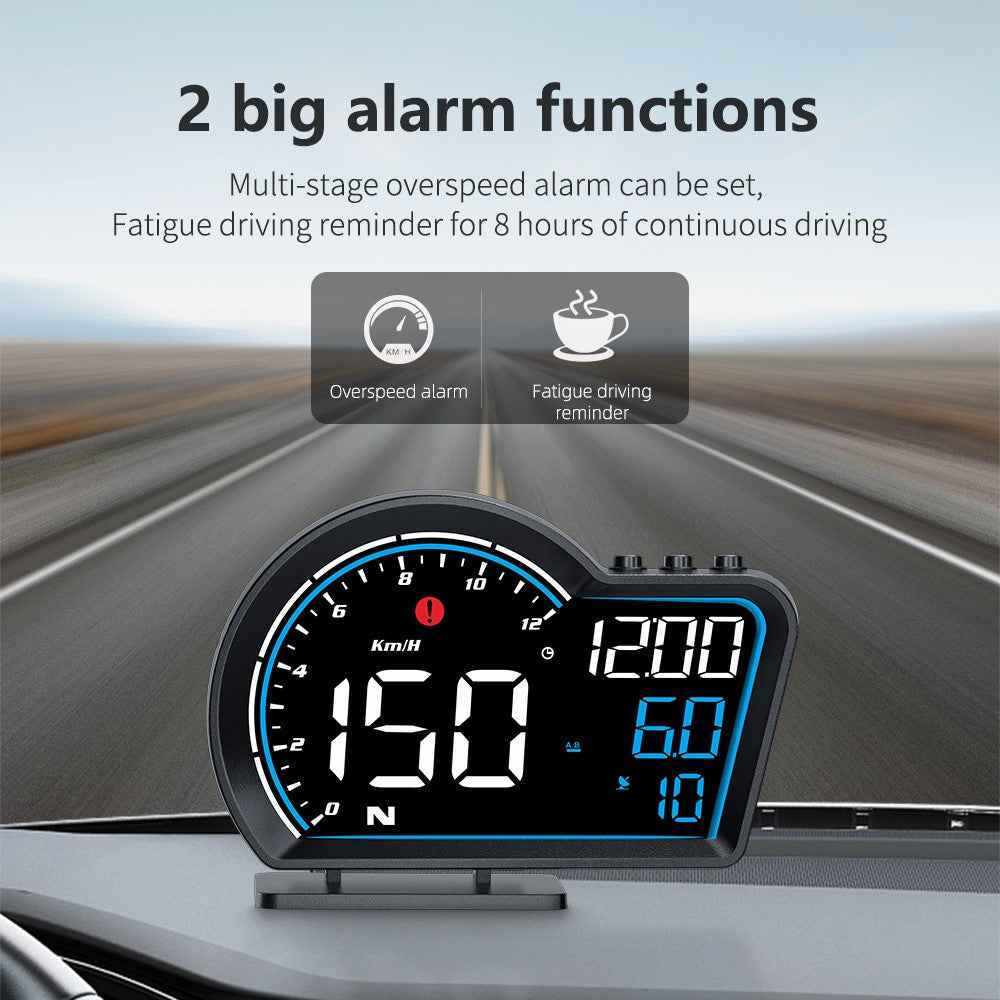 G16 Head Up Display Auto Speedometer Digital Odometer Alarm Reminder GPS HUD Gauge - Blue+White