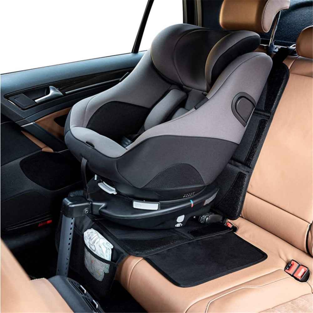 Universal Child Safety Seat Anti-Slip Mat Waterproof Pad Car Seat Protective Cover with Storage Pocket - Black Lines