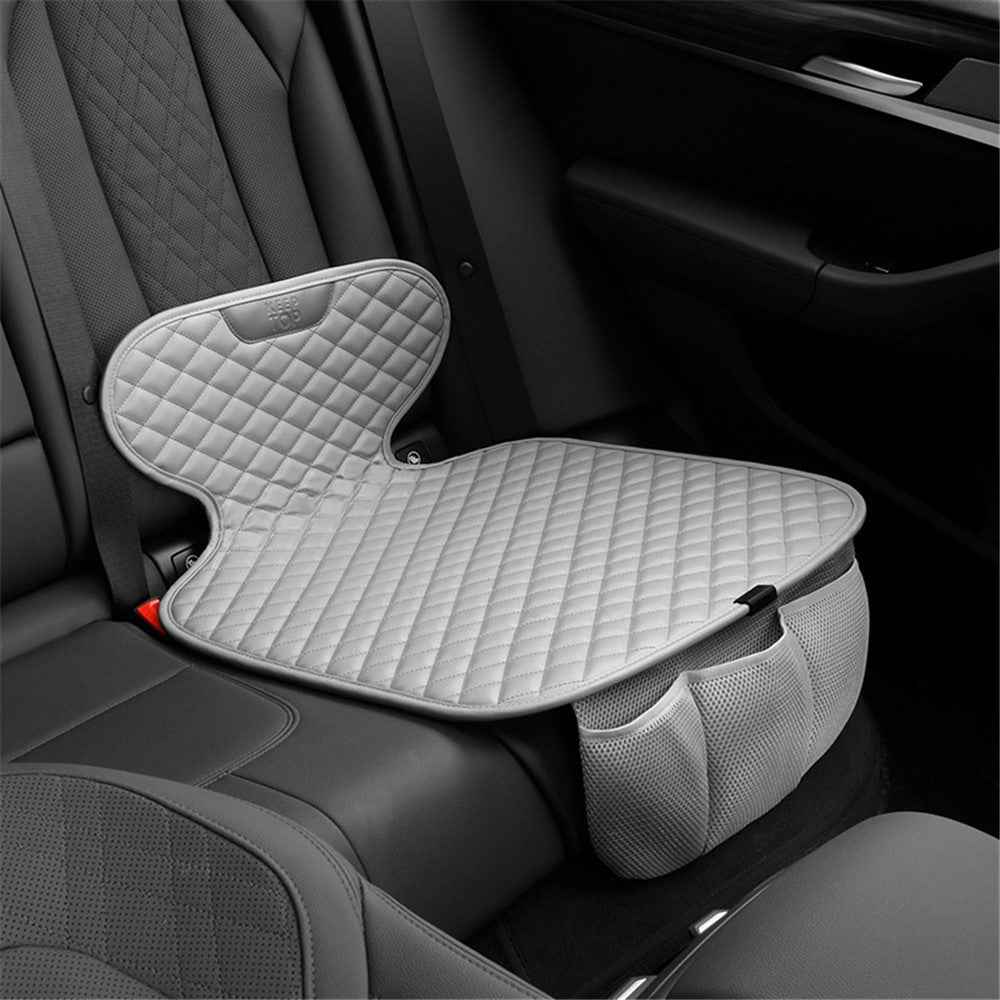 KEEP TOP Car Seat Cushion Children Safety Seat Leather Pad Protective Cover with Mesh Pocket - Grey