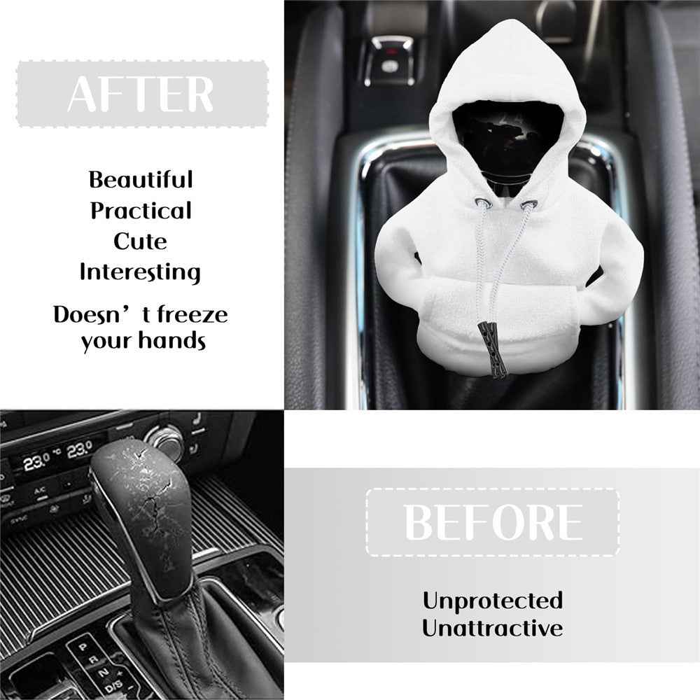 Creative Hoodie Design Car Shift Knob Cover Gear Shift Lever Decoration - White