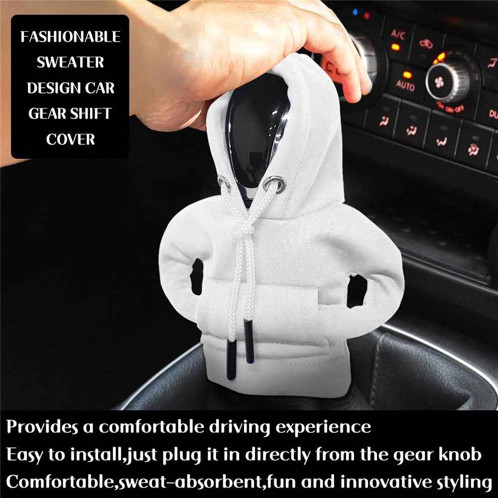 Creative Hoodie Design Car Shift Knob Cover Gear Shift Lever Decoration - White