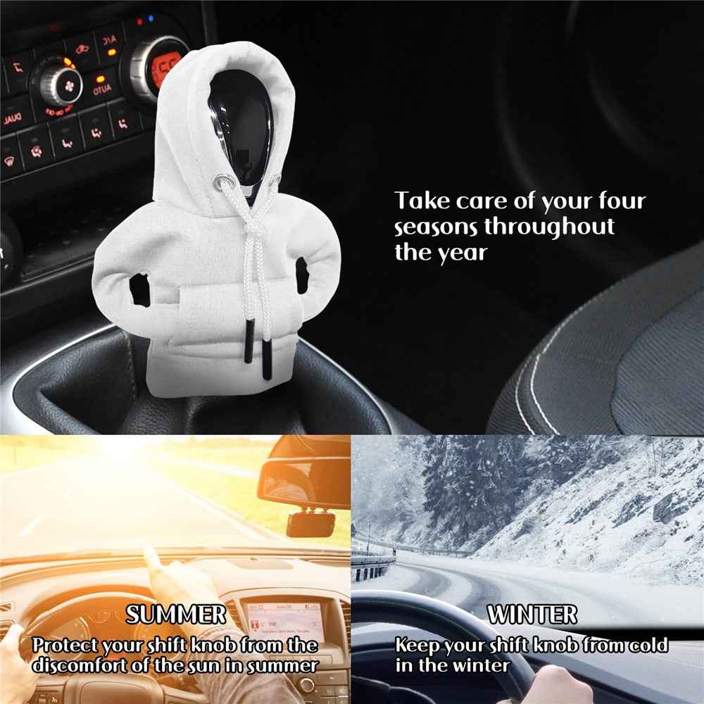 Creative Hoodie Design Car Shift Knob Cover Gear Shift Lever Decoration - White