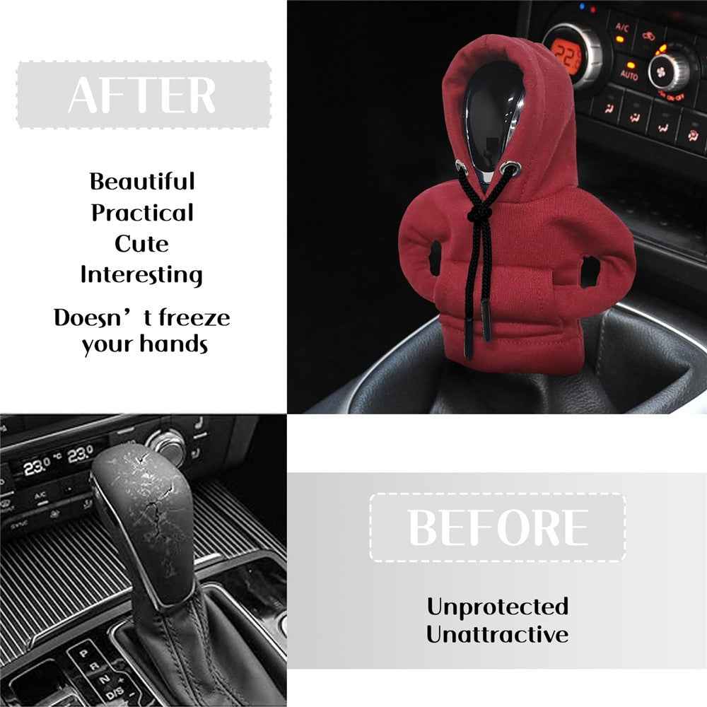Creative Hoodie Design Car Shift Knob Cover Gear Shift Lever Decoration - Red
