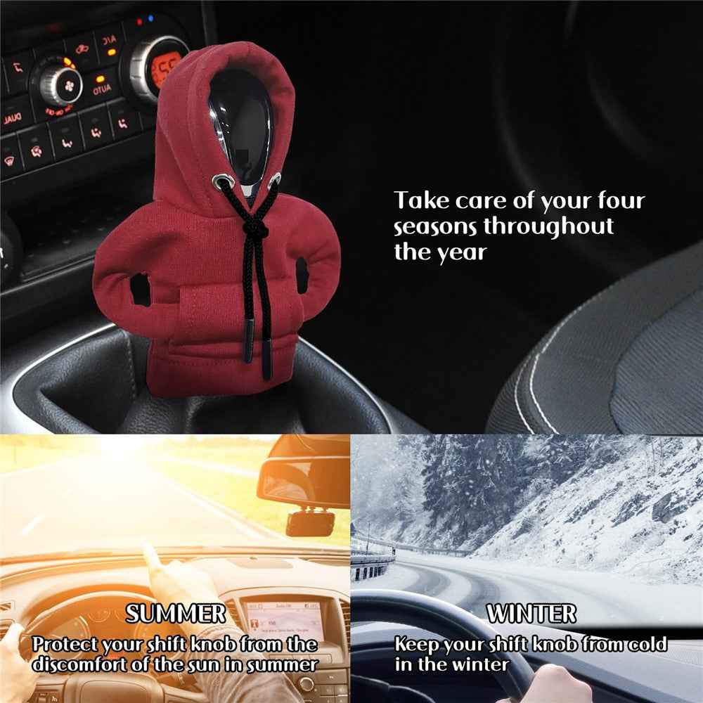 Creative Hoodie Design Car Shift Knob Cover Gear Shift Lever Decoration - Red