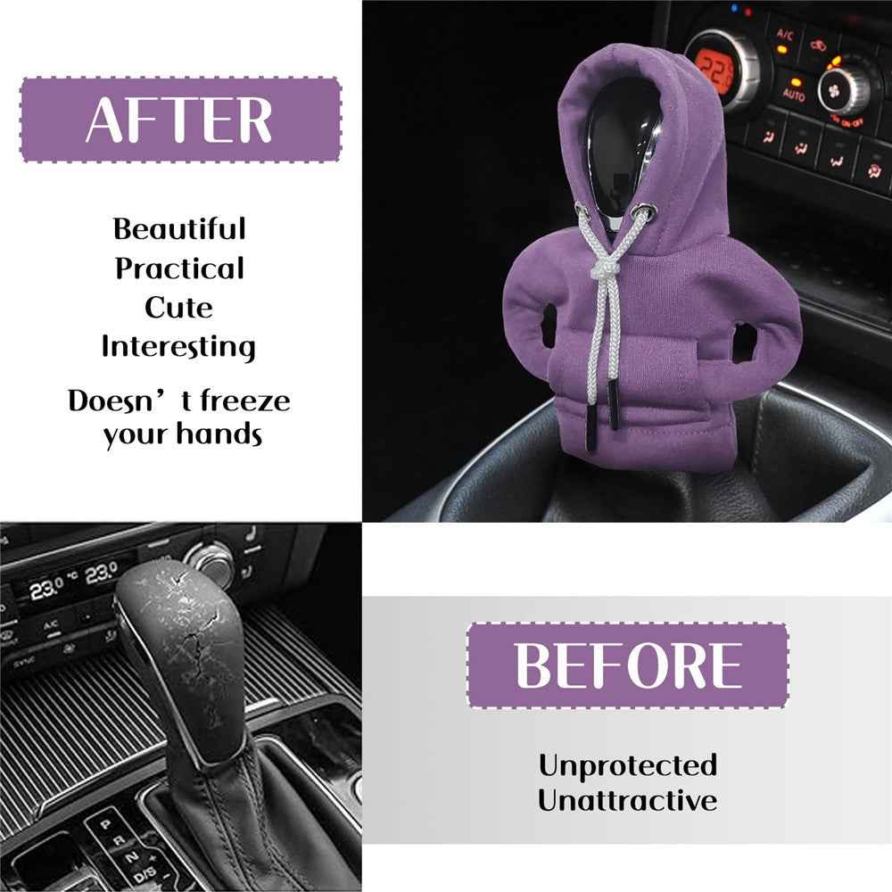 Creative Hoodie Design Car Shift Knob Cover Gear Shift Lever Decoration - Purple