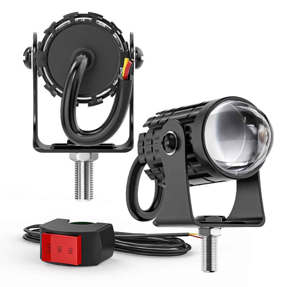 2Pcs IP67 Waterproof Motorcycle Super Bright Spotlight ATV Motorbike LED Headlights with Switch