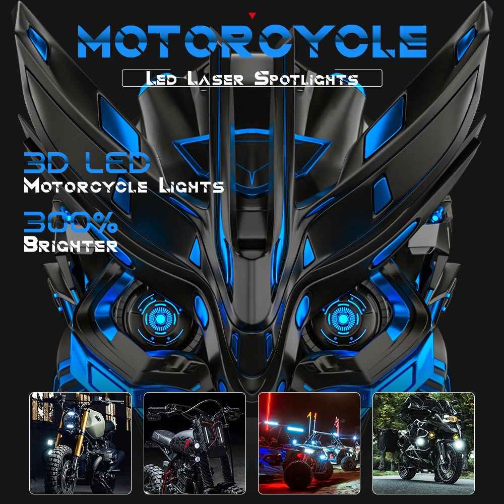 M-N-M30 Motorcycle LED Headlight 9-80V White+Yellow Light Motorbike Spotlight Front Lamp
