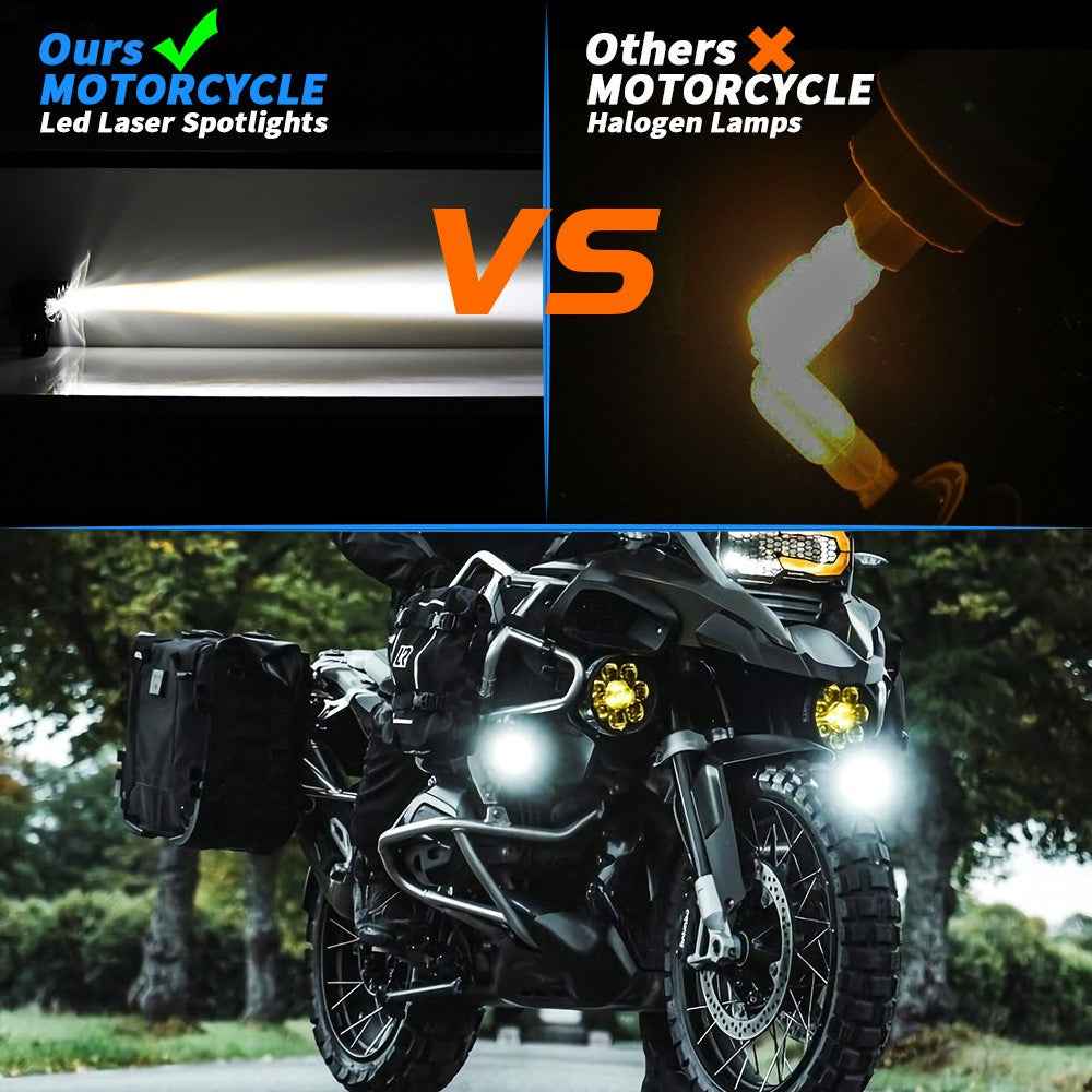 M-N-M30 Motorcycle LED Headlight 9-80V White+Yellow Light Motorbike Spotlight Front Lamp