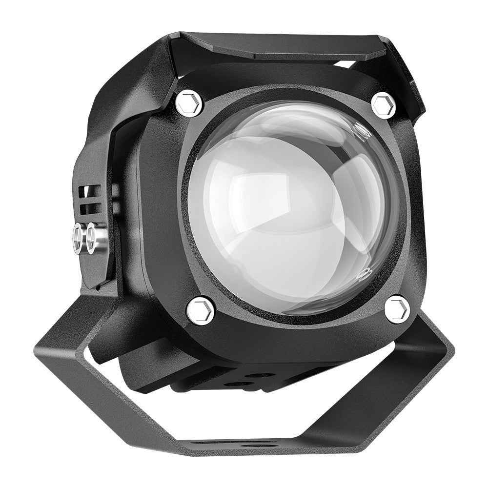 Motorcycle LED Spotlight White+Yellow High Low Beam Light Motorbike Fog Lamp