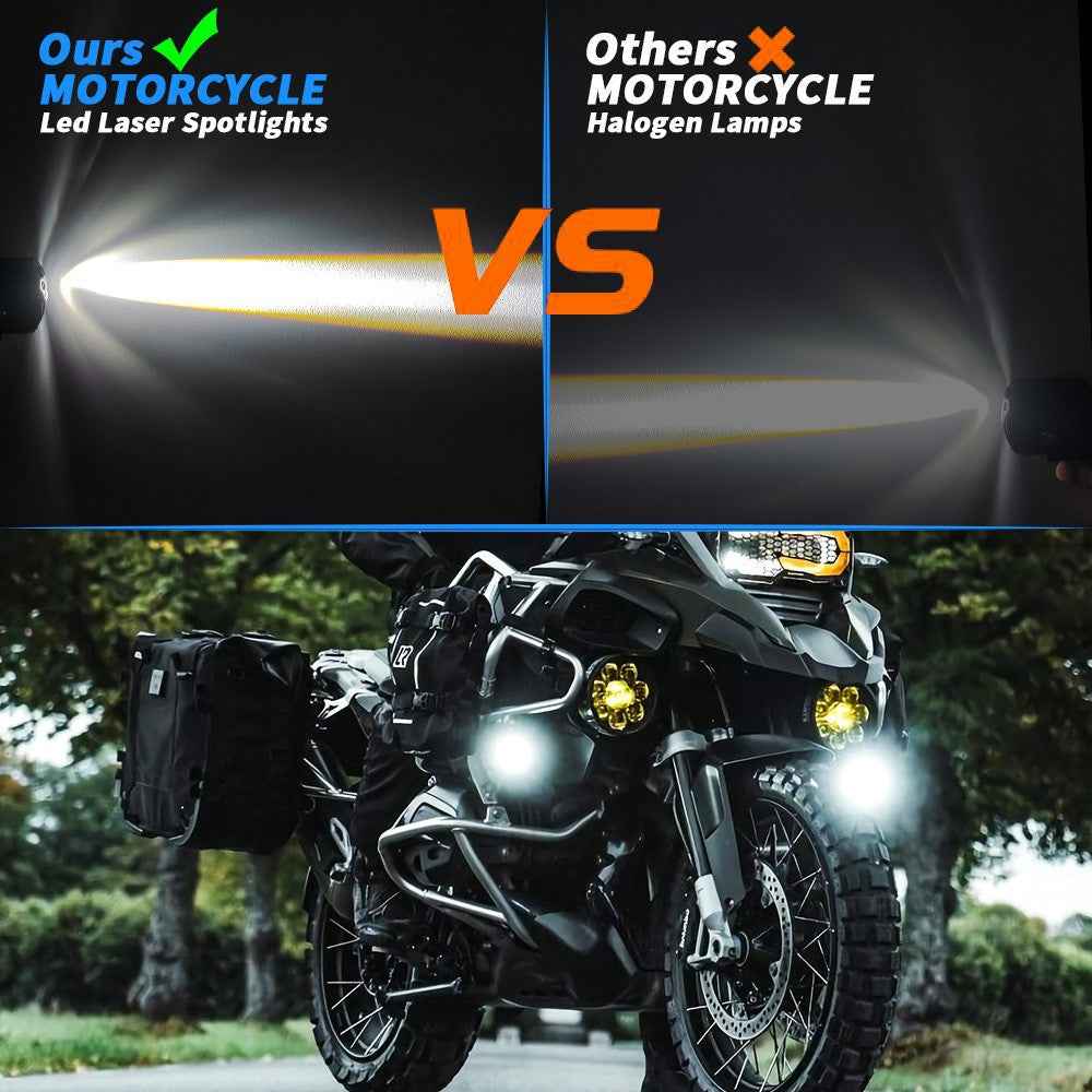 Motorcycle Super Bright LED Headlight White+Yellow Light Motorbike External Modified Spotlight