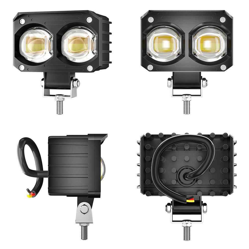 Super Bright Motorcycle White+Yellow LED Headlight Motorbike External Modified Spotlight
