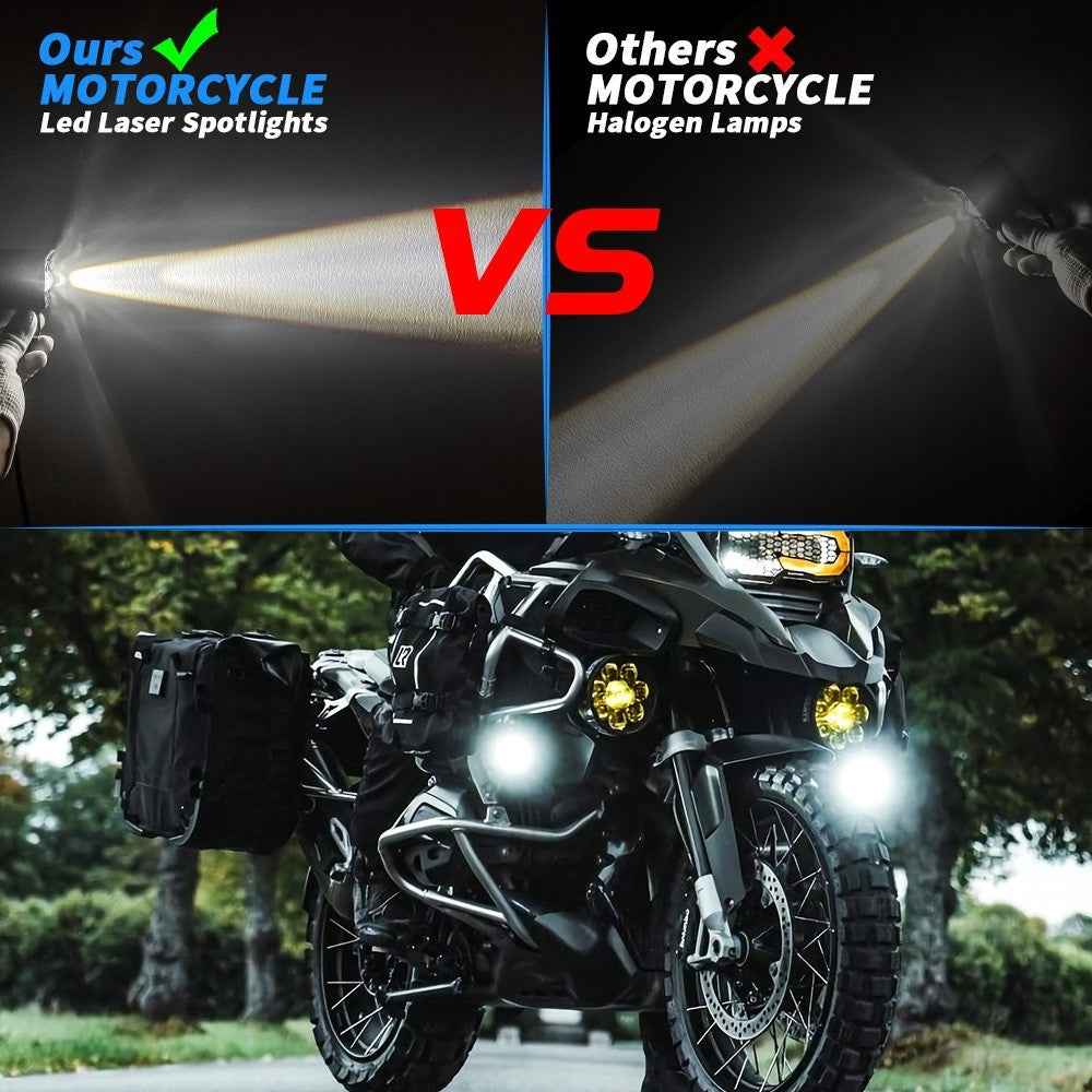Super Bright Motorcycle White+Yellow LED Headlight Motorbike External Modified Spotlight