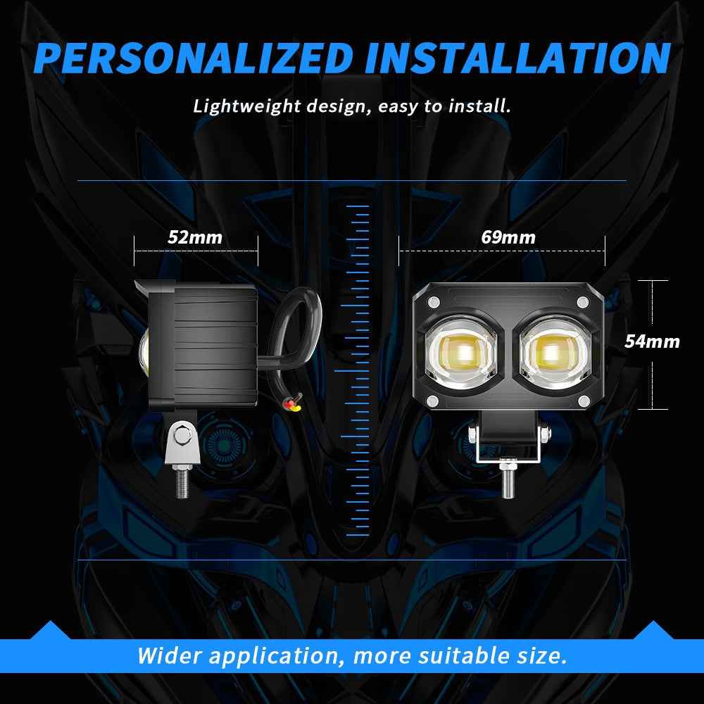 Super Bright Motorcycle White+Yellow LED Headlight Motorbike External Modified Spotlight