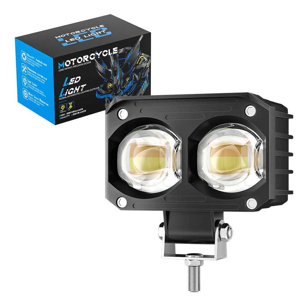 Super Bright Motorcycle White+Yellow LED Headlight Motorbike External Modified Spotlight
