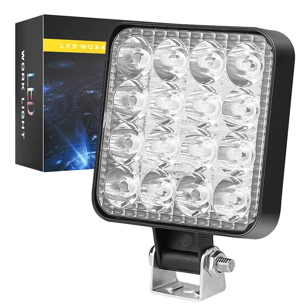 48W 12V 16-LED Car Driving Work Light Waterproof Square Car Off-Road Headlight - White Light