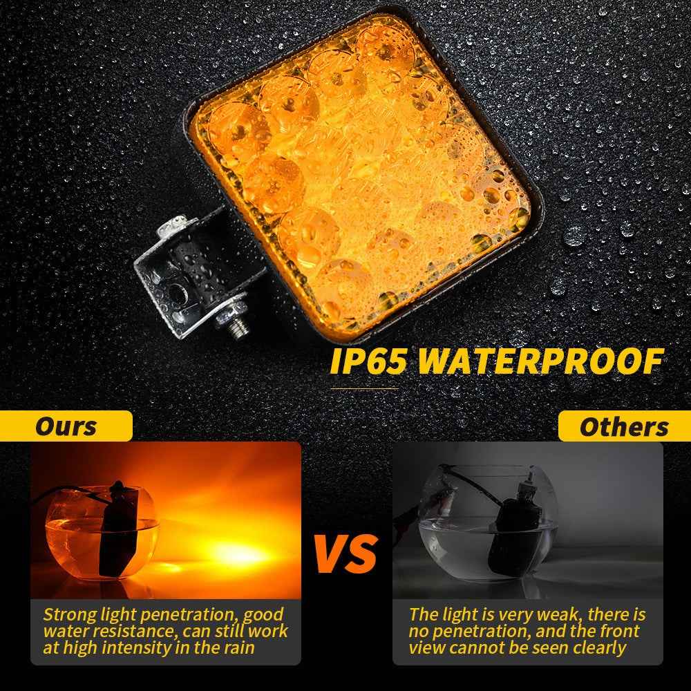 48W 12V 16-LED Car Driving Work Light Waterproof Square Car Off-Road Headlight - White Light