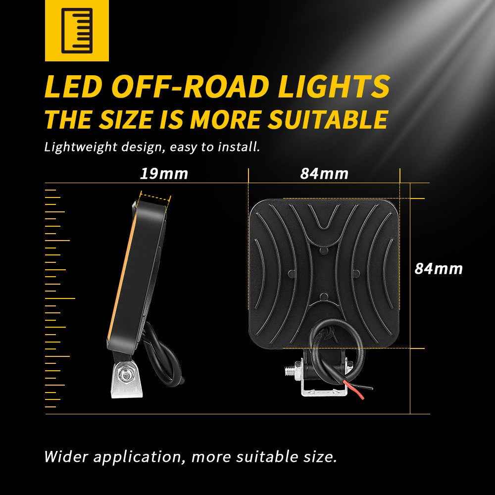48W 12V 16-LED Car Driving Work Light Waterproof Square Car Off-Road Headlight - White Light