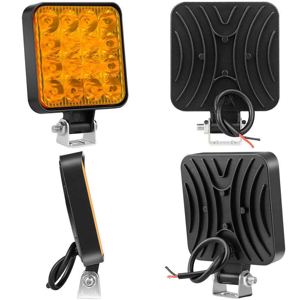 48W 12V 16-LED Car Driving Work Light Waterproof Square Car Off-Road Headlight - White Light