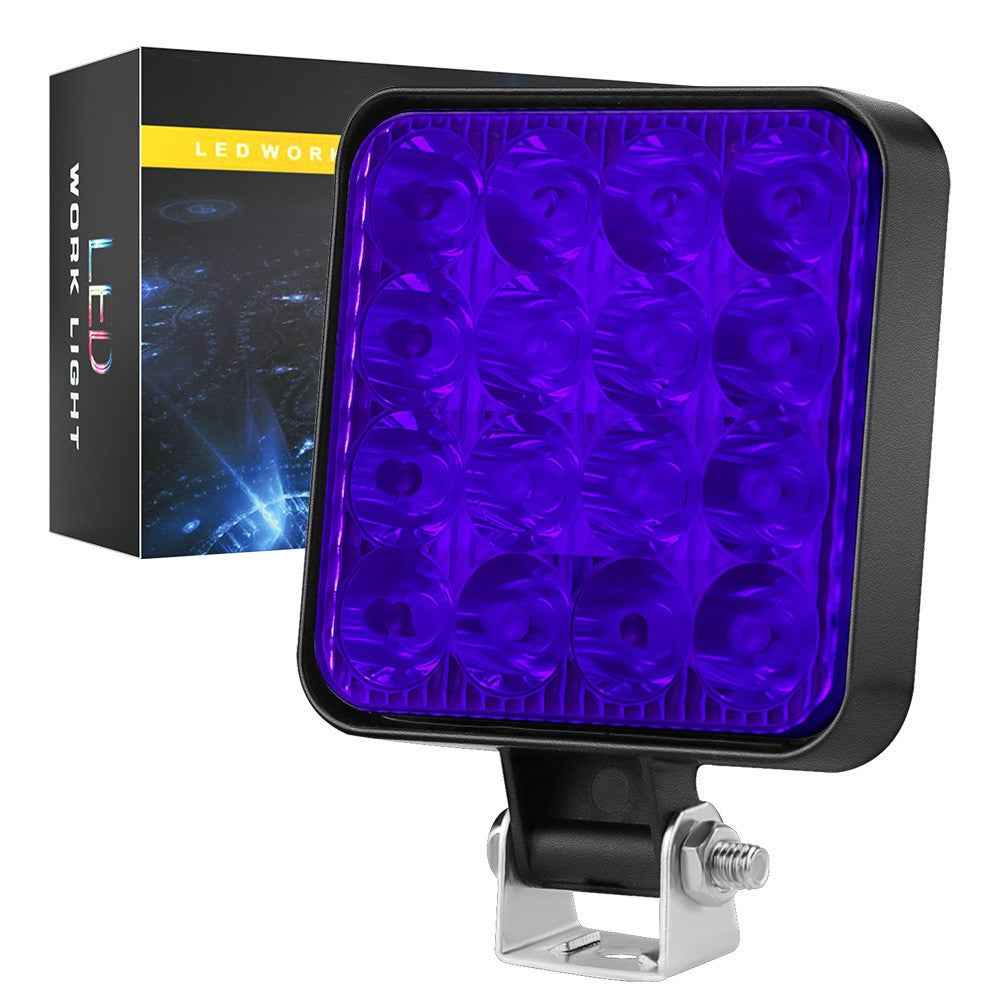 48W 12V 16-LED Car Driving Work Light Waterproof Square Car Off-Road Headlight - Blue Light