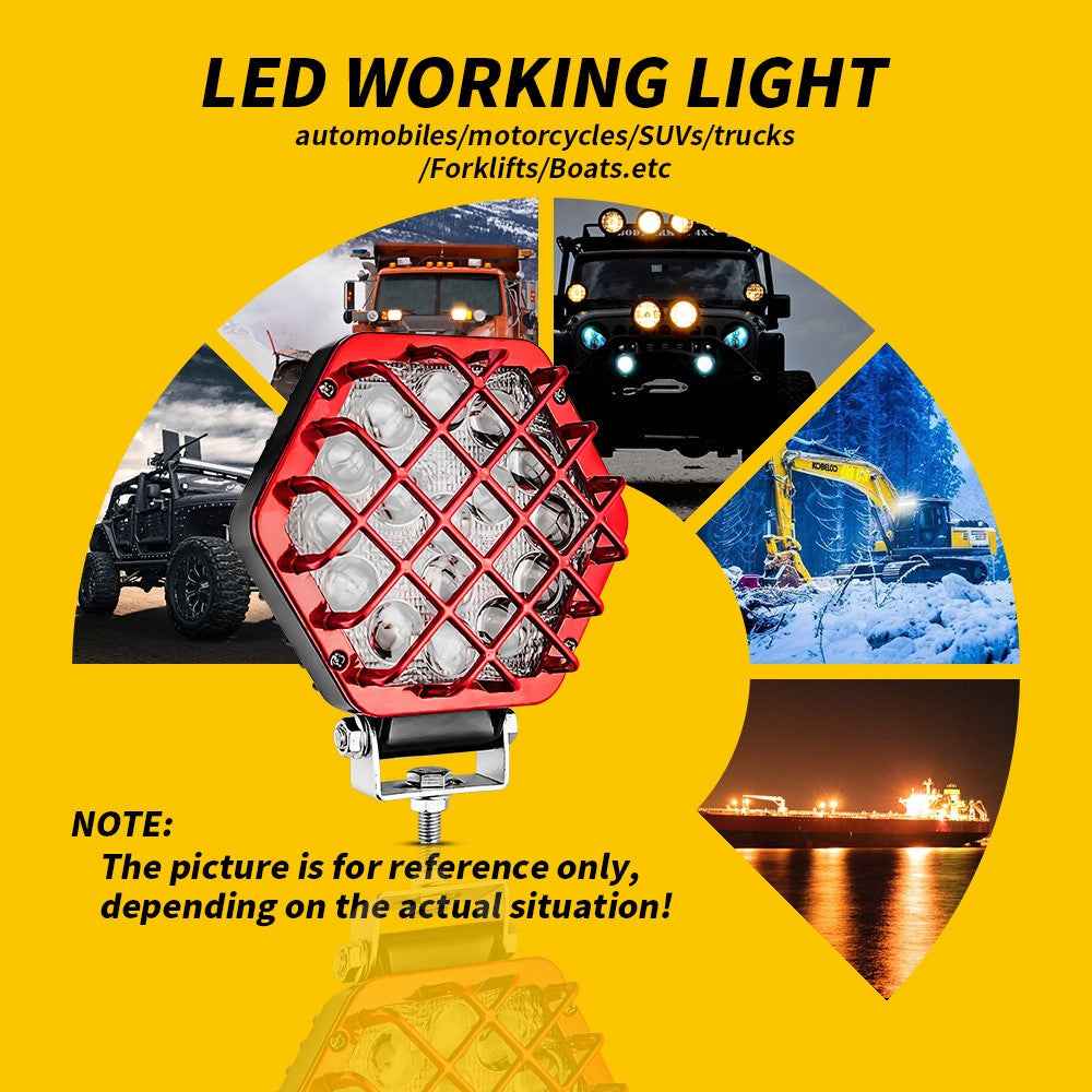 5-inch 48W 16-LED Car Truck Forklift Driving Spotlight Waterproof Engineering Vehicle Headlight - Black