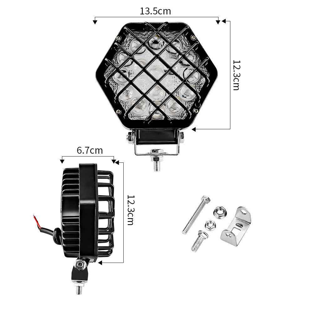 5-inch 48W 16-LED Car Truck Forklift Driving Spotlight Waterproof Engineering Vehicle Headlight - Black