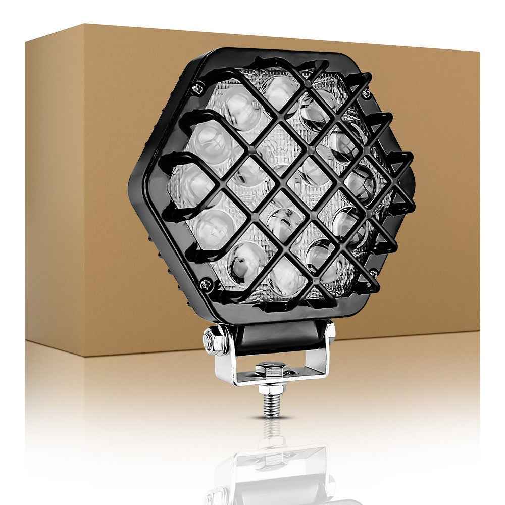 5-inch 48W 16-LED Car Truck Forklift Driving Spotlight Waterproof Engineering Vehicle Headlight - Black