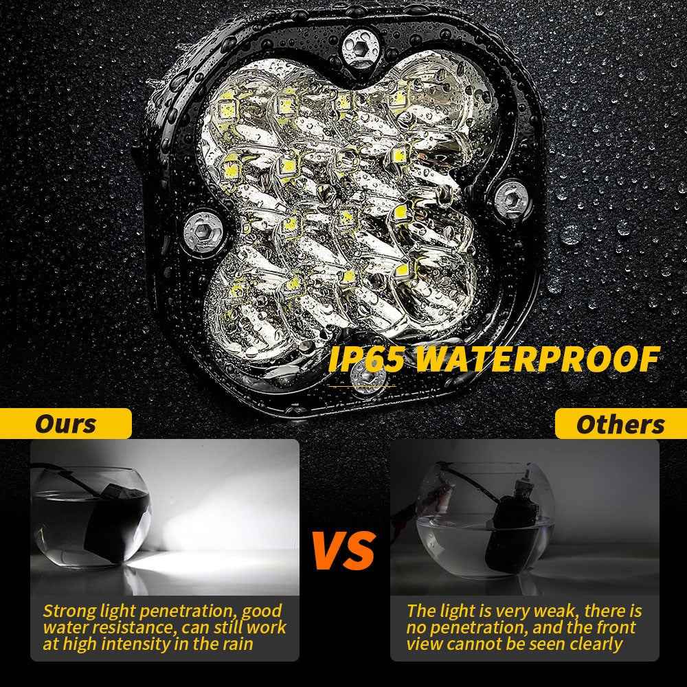 3-inch 48W 16-LED Car Truck Forklift Spotlight Square Waterproof Engineering Vehicle Headlight - White Light