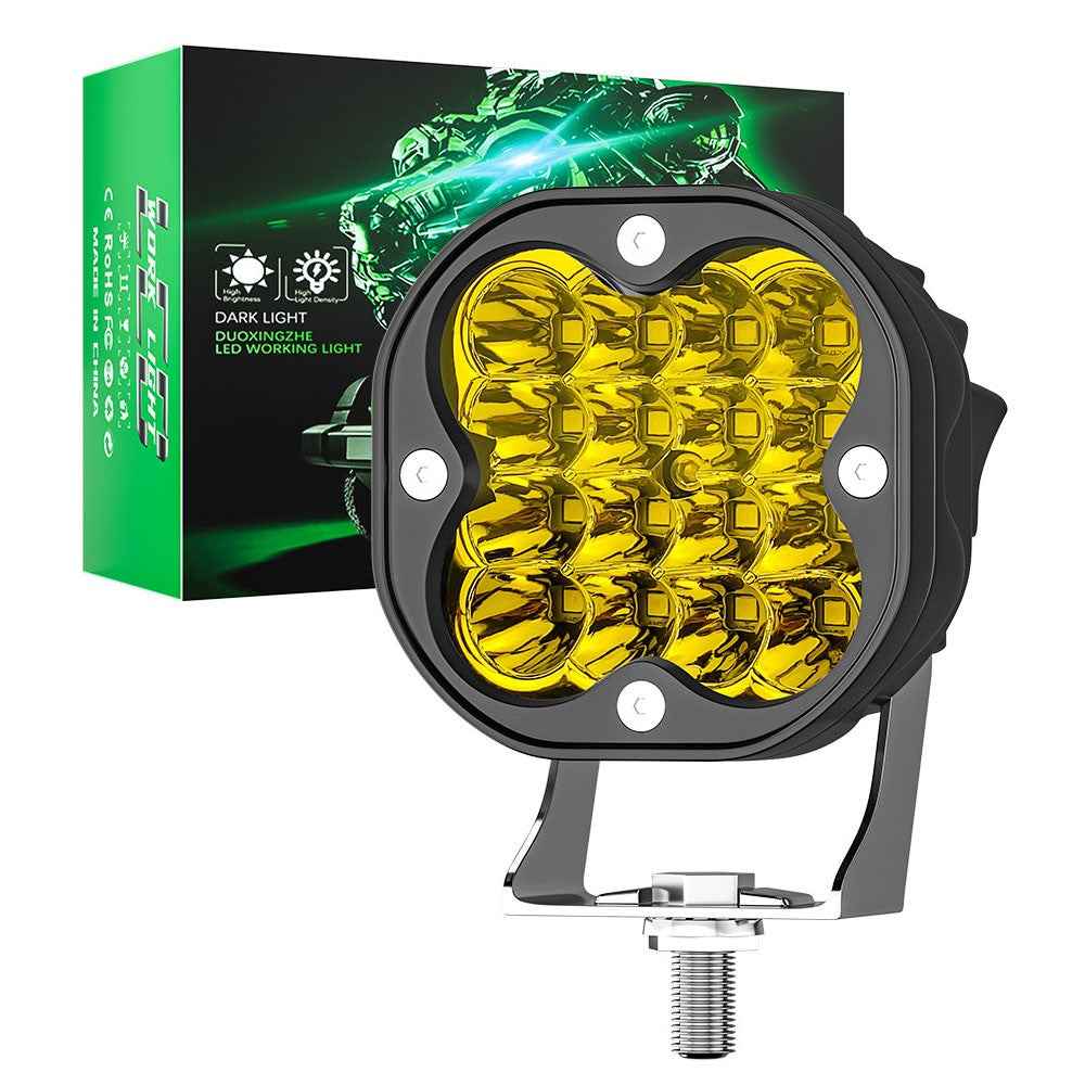 3-inch 48W 16-LED Car Truck Forklift Spotlight Square Waterproof Engineering Vehicle Headlight - Yellow Light