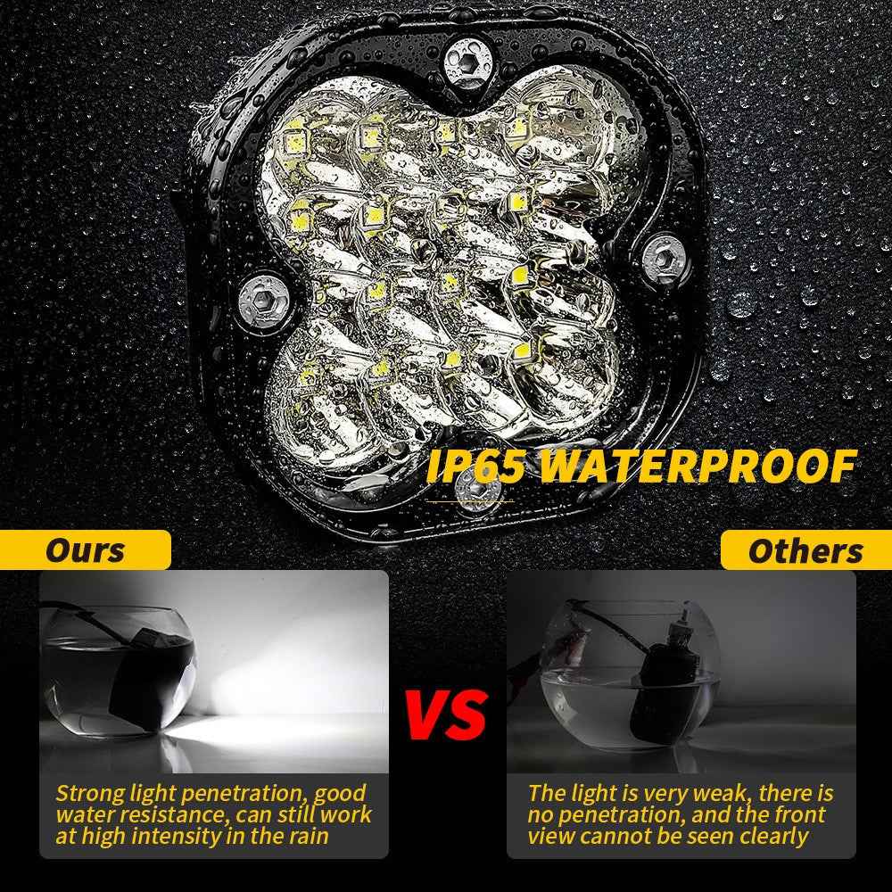 3-inch 48W 16-LED Car Truck Forklift Spotlight Square Waterproof Engineering Vehicle Headlight - Yellow Light