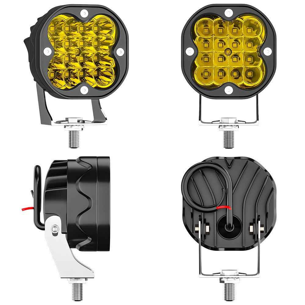 3-inch 48W 16-LED Car Truck Forklift Spotlight Square Waterproof Engineering Vehicle Headlight - Yellow Light