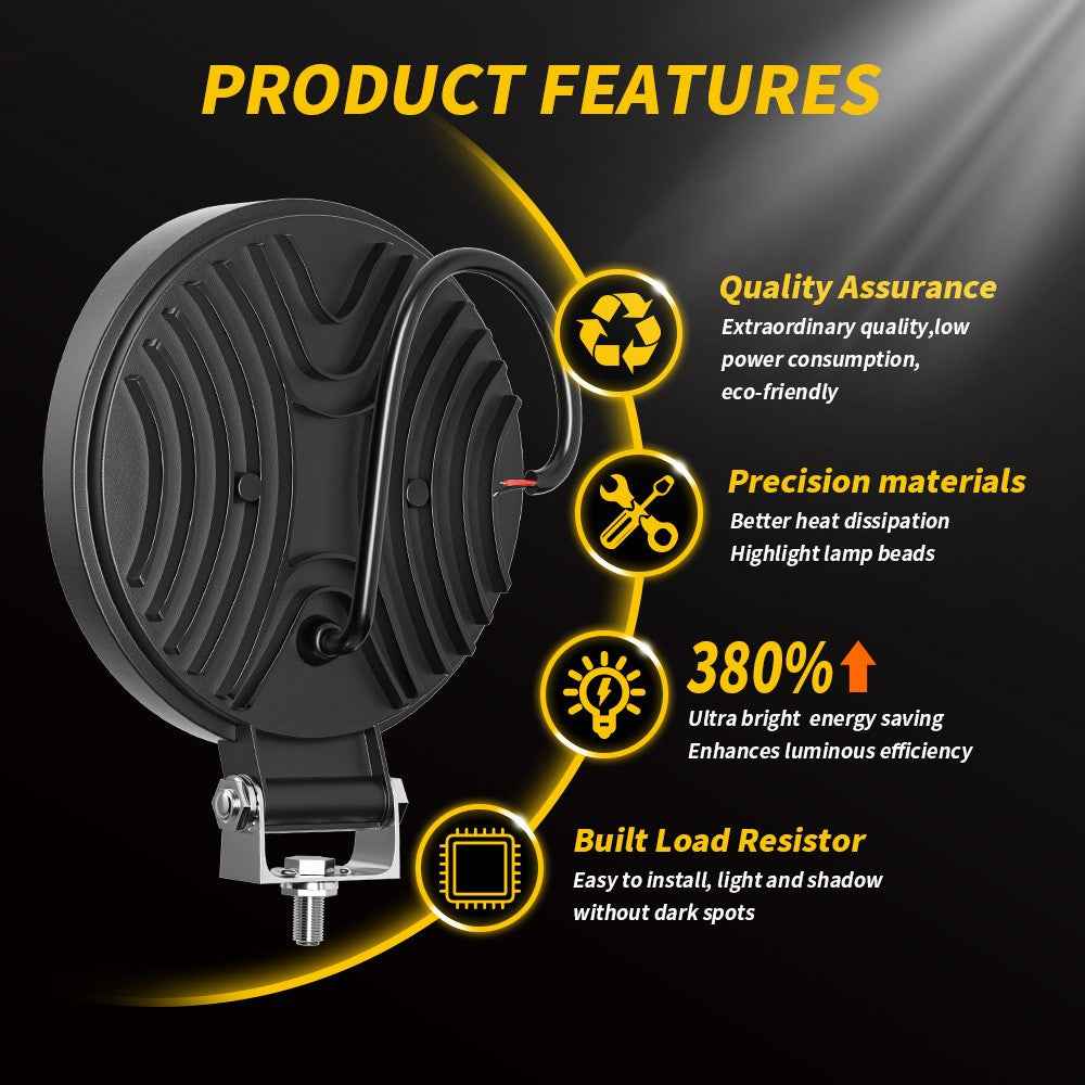 4-inch 33LED Car SUV Off-Road Round Spotlight Floodlight Working Lamp Vehicle Driving Headlight