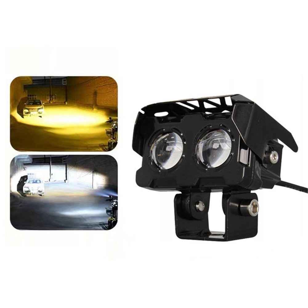 W65 Motorcycle Modification Spotlight White+Yellow LED Waterproof Motorbike Headlight