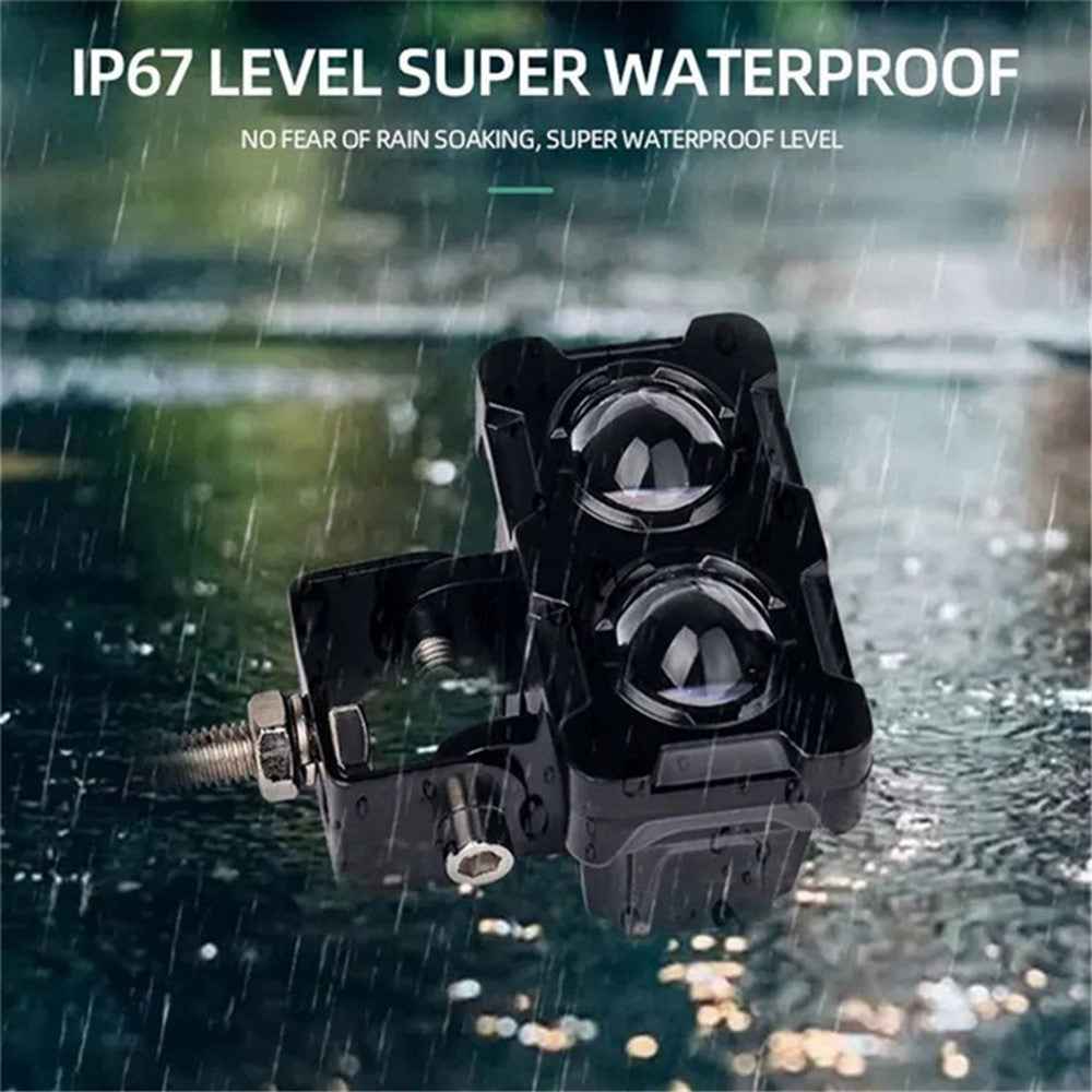 W65 Motorcycle Modification Spotlight White+Yellow LED Waterproof Motorbike Headlight