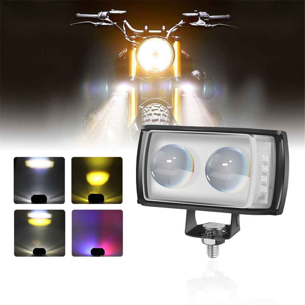 A086-2C 2 LED Motorcycle Spotlight Waterproof Aluminum Shell 12-60V Motorbike Headlight
