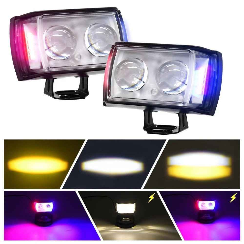 A086-2C 2 LED Motorcycle Spotlight Waterproof Aluminum Shell 12-60V Motorbike Headlight