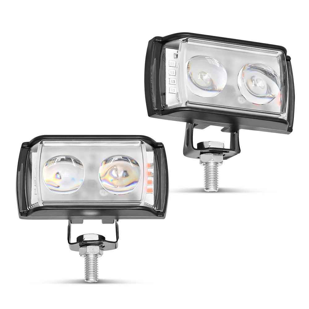 A086-2C 2 LED Motorcycle Spotlight Waterproof Aluminum Shell 12-60V Motorbike Headlight