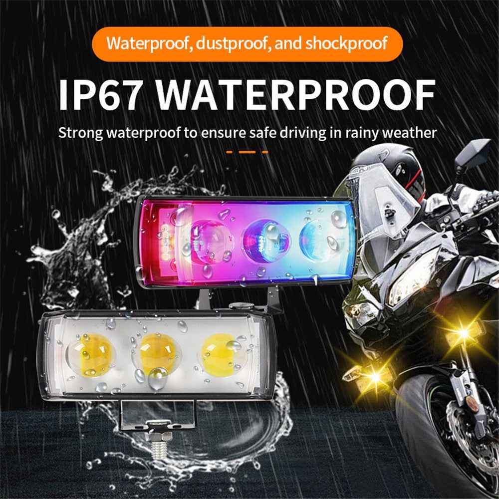 A086-3C 3 LED Motorcycle Spotlight Waterproof Aluminum Shell 12-60V Motorbike Headlight