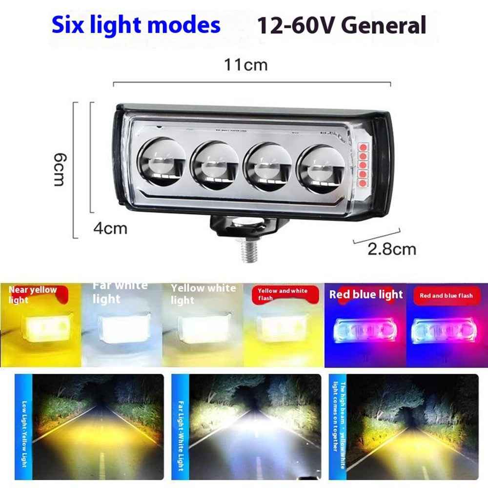 A086-4C 4 LED Motorcycle Spotlight Waterproof Aluminum Shell 12-60V Motorbike Headlight