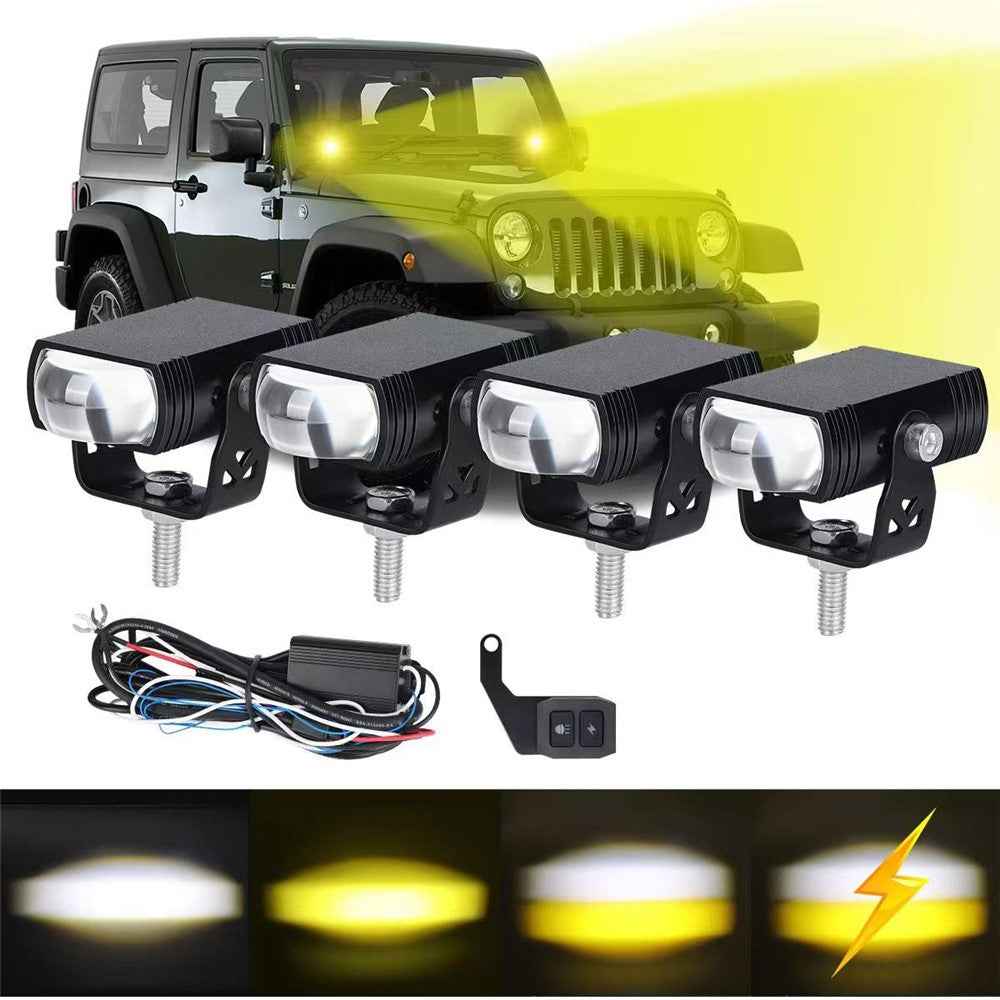 4 in 1 IP68 Waterproof LED Headlight for Motorcycle Strobe Lamp with Remote Control