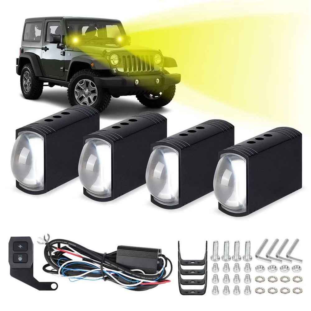 4 in 1 IP68 Waterproof LED Headlight for Motorcycle Strobe Lamp with Remote Control