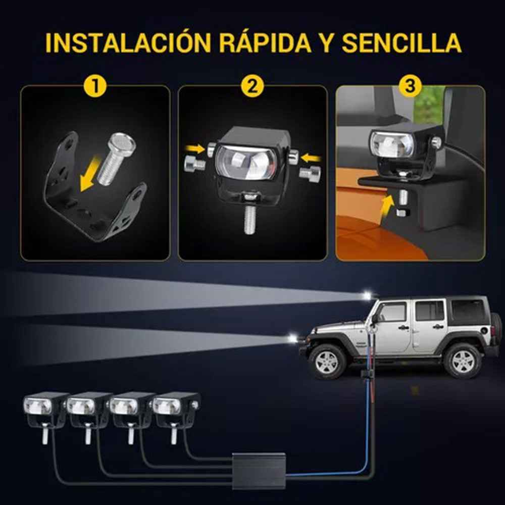4 in 1 IP68 Waterproof LED Headlight for Motorcycle Strobe Lamp with Remote Control
