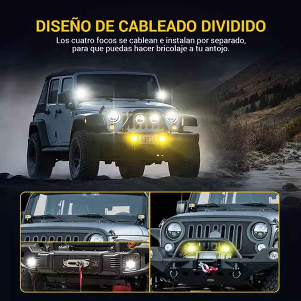4 in 1 IP68 Waterproof LED Headlight for Motorcycle Strobe Lamp with Remote Control