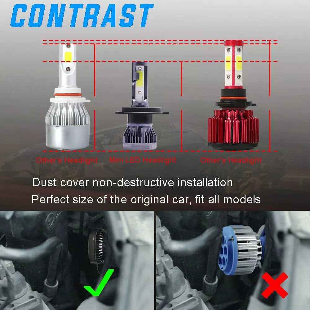 2Pcs H4 LED Headlight 360 Degree Illumination 120W 6000K High Low Beam Car Fog Lamp