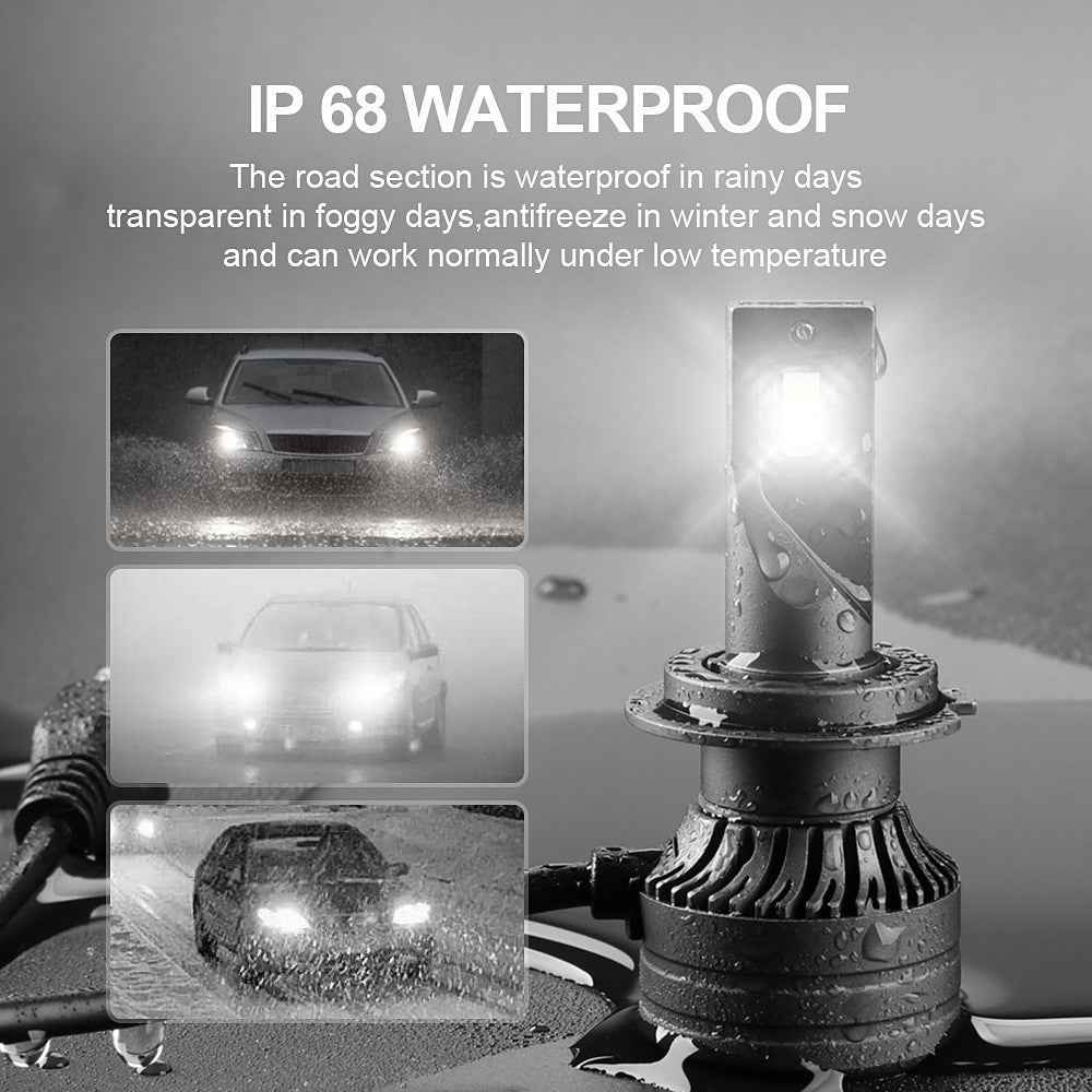 FV7 2Pcs LED Headlights 120W 6000K High Low Beam Waterproof Car Front Driving Lamp - H1
