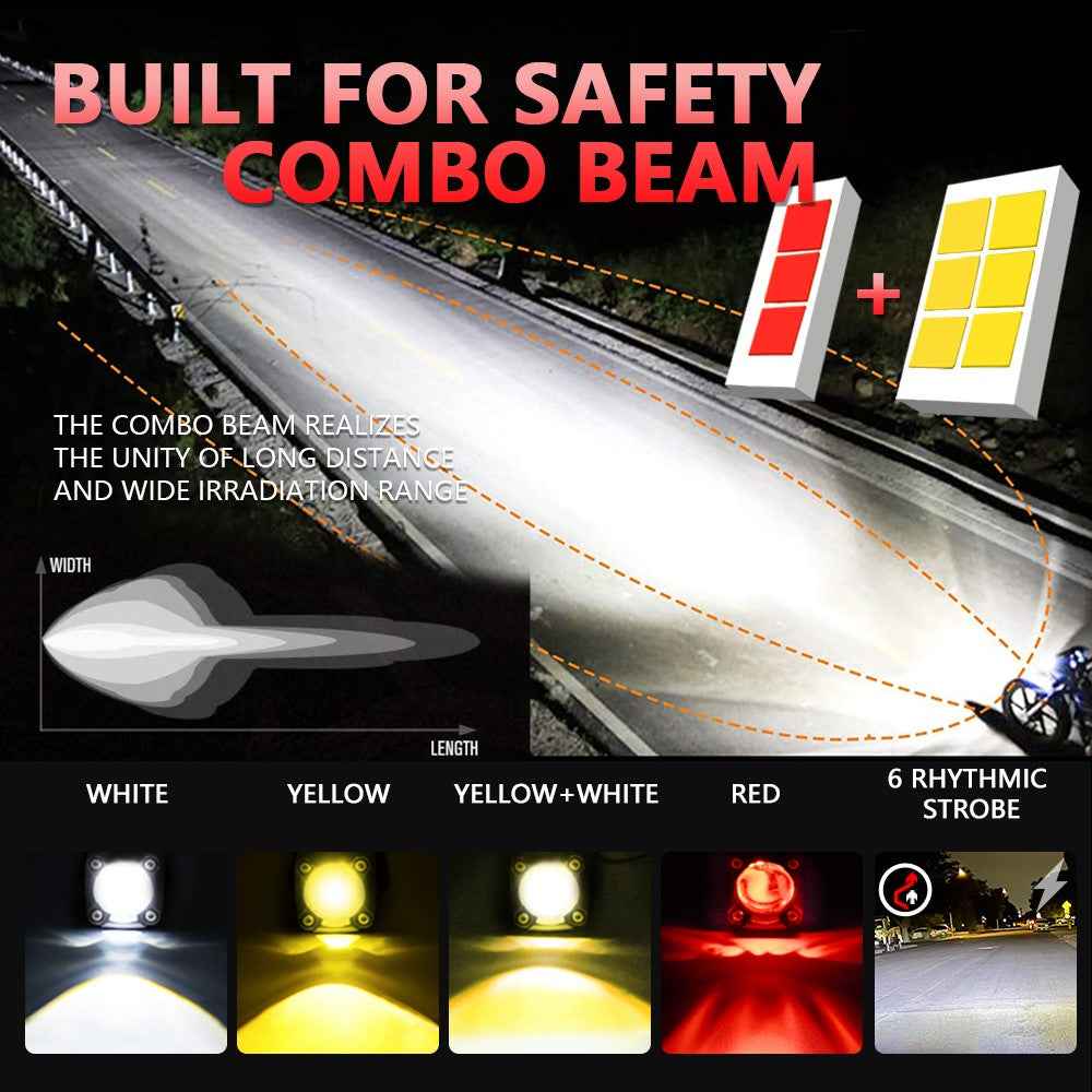 1 Pair Motorcycle LED Spotlight 180W Flashing  Lamp for Motorbike Electric Vehicle Modification - Red Light