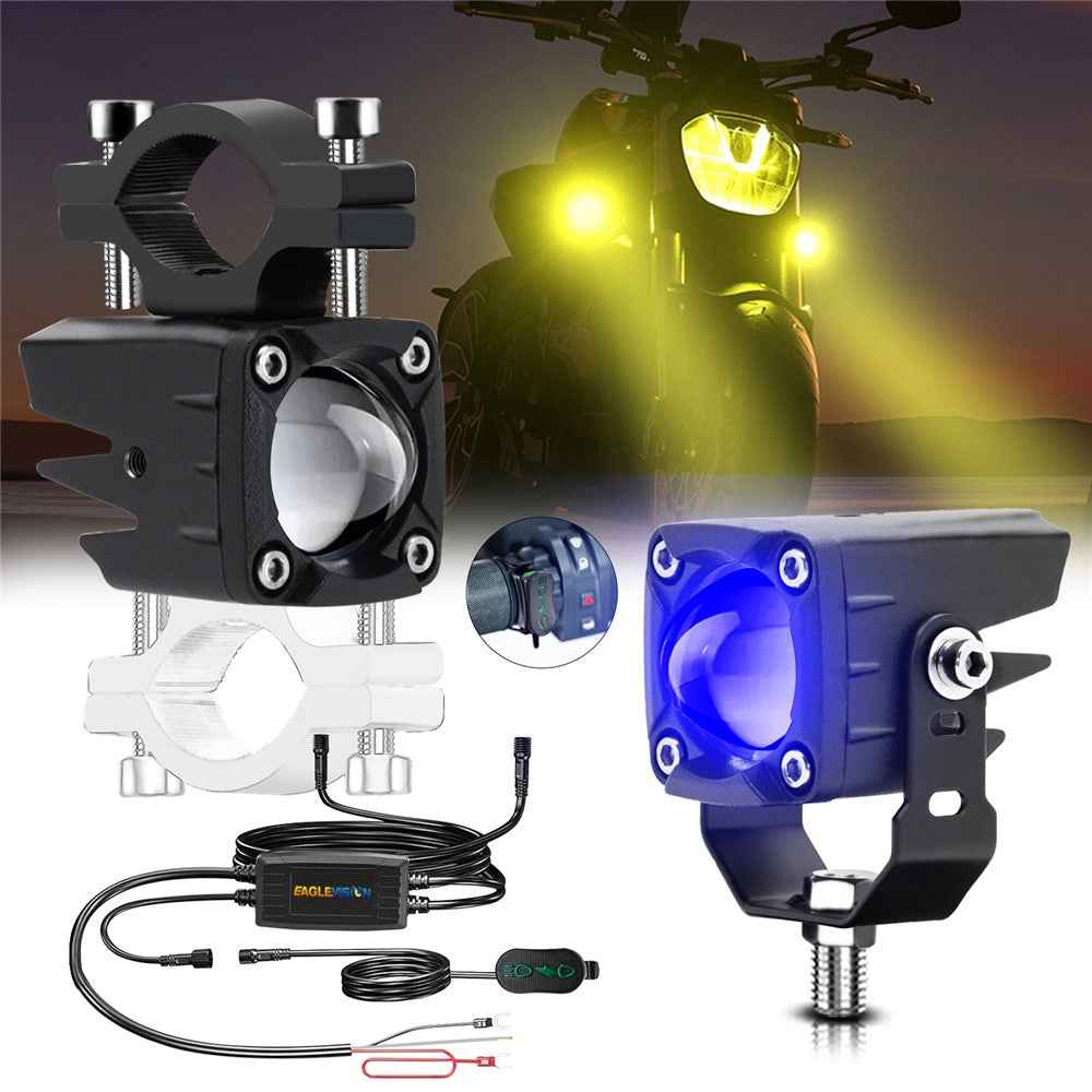 1 Pair Motorcycle LED Spotlight 180W Flashing  Lamp for Motorbike Electric Vehicle Modification - Blue Light