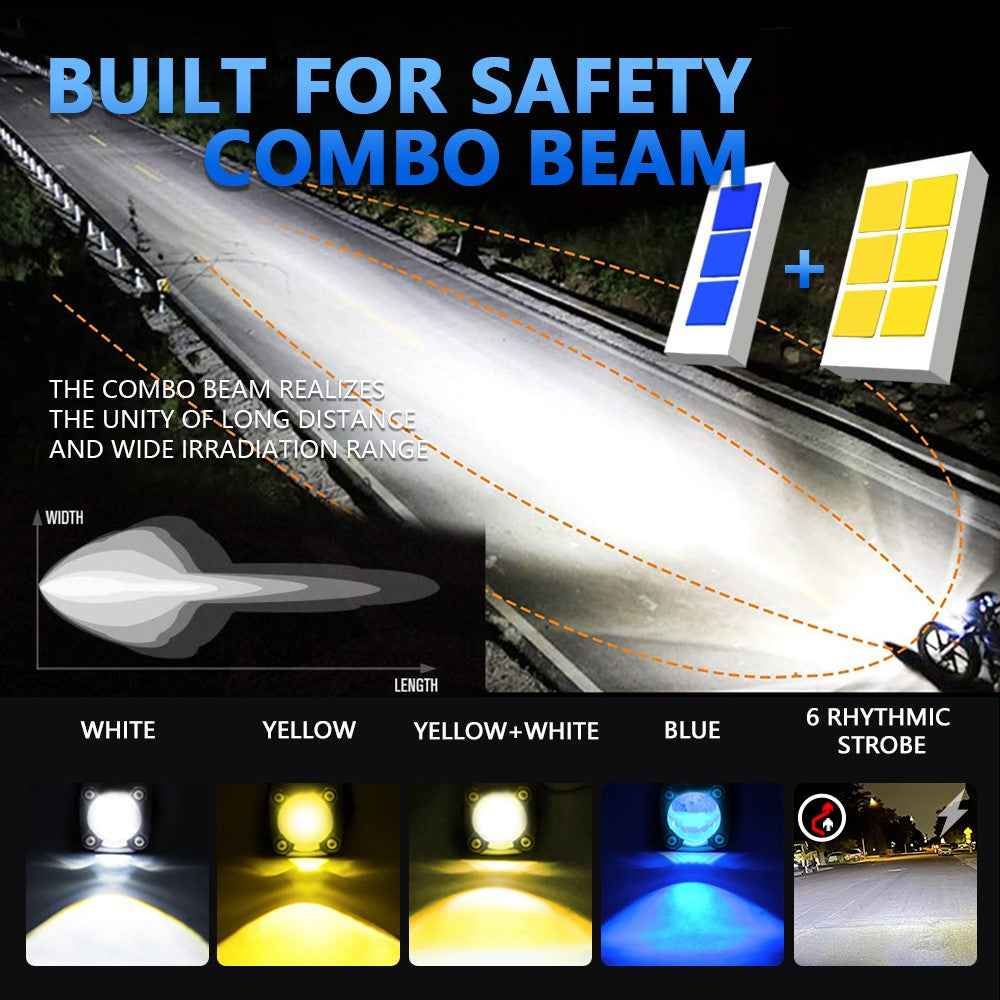 1 Pair Motorcycle LED Spotlight 180W Flashing  Lamp for Motorbike Electric Vehicle Modification - Blue Light