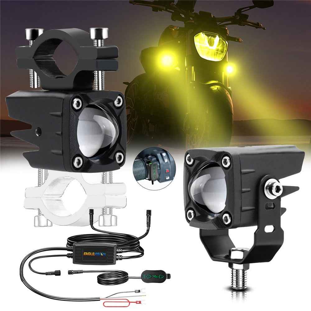 1 Pair Motorcycle LED Spotlight 180W Flashing  Lamp for Motorbike Electric Vehicle Modification - Green Light
