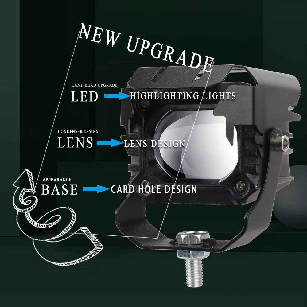 15W Motorcycle Spotlight IP68 Waterproof LED Work Light with 180 Degree Adjustable Bracket