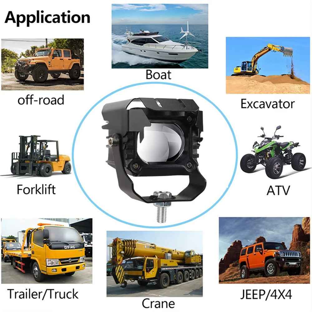 15W Motorcycle Spotlight IP68 Waterproof LED Work Light with 180 Degree Adjustable Bracket